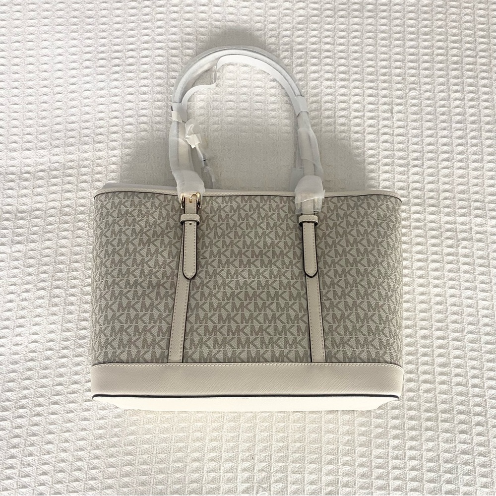 Michael Kors Cream Logo Tote gold hardware - Picture 1 of 8